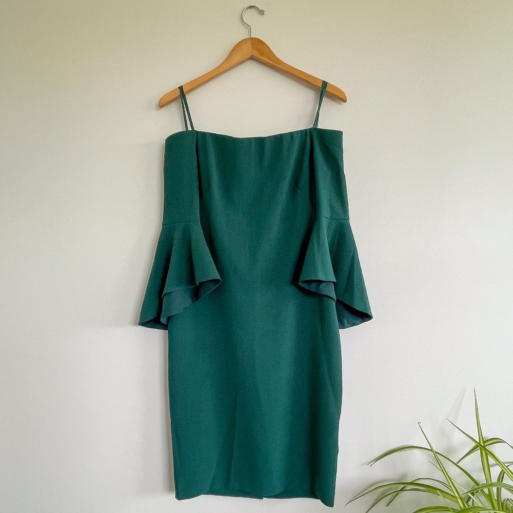 Chelsea28 | Off the Shoulder Dress with Bell Sleeves | Emerald | Size 6